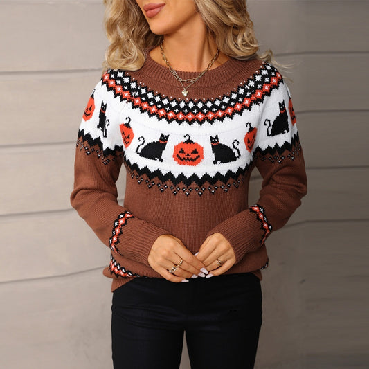 Pull Halloween surdimensionné en tricot