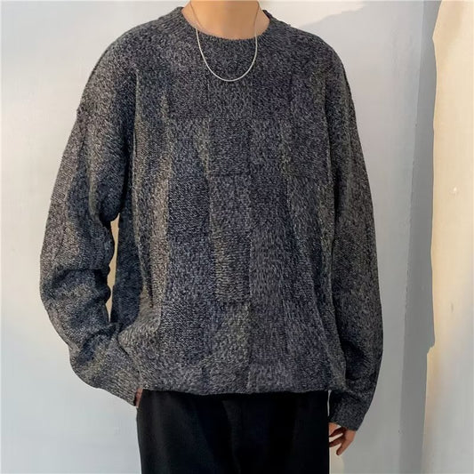 Pull d'hiver épais à motif losanges, ample et décontracté