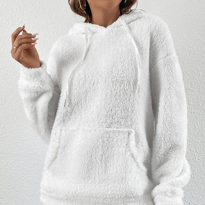 Pull en peluche à manches longues avec poche