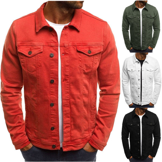 Veste décontractée en jean pour homme, chemise boutonnée