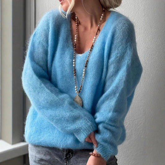 Pull ample de couleur unie style décontracté