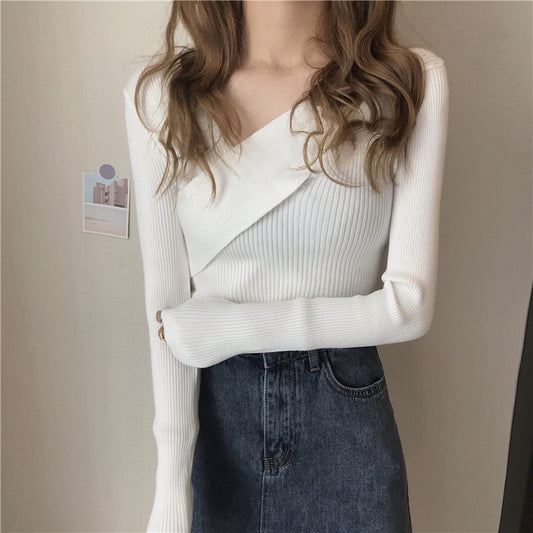 Pull col V croisé