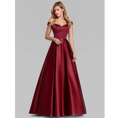 Robe longue vintage à col en V et couleur unie