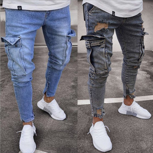 Jean cargo en denim pour homme