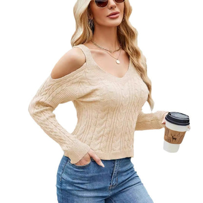 Pull à épaules dénudées en maille torsadée