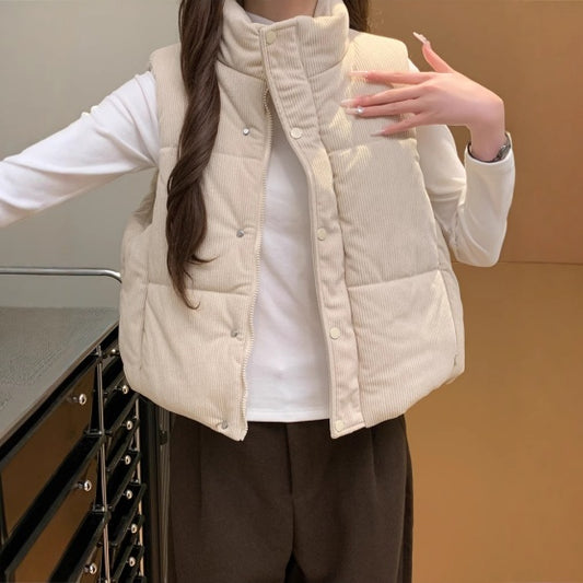 Gilet court ample en coton rembourré épais