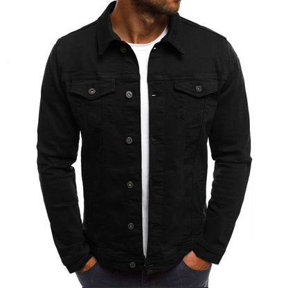 Veste décontractée en jean pour homme, chemise boutonnée