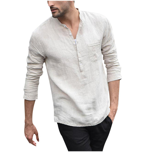 Chemise blanche vintage en lin pour homme