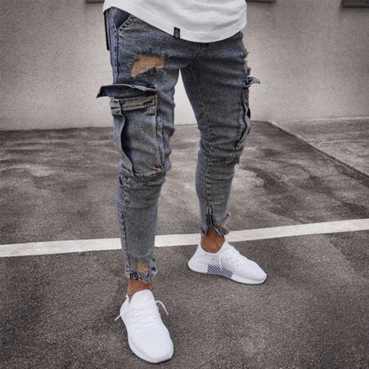 Jean cargo en denim pour homme