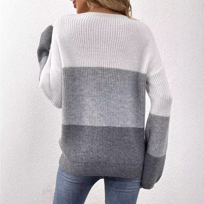 Pull contrasté gris et blanc