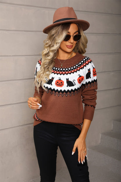 Pull Halloween surdimensionné en tricot