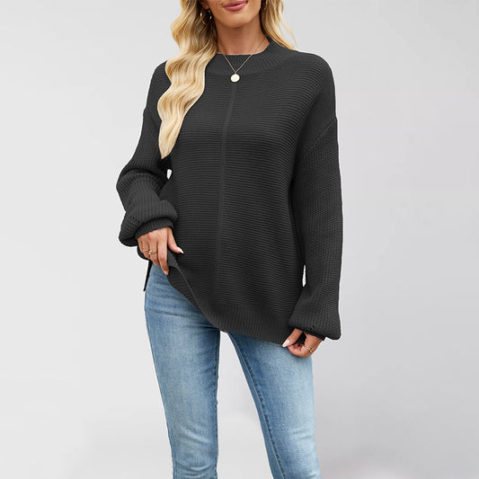 Pull ample tricoté de couleur unie