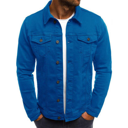 Veste décontractée en jean pour homme, chemise boutonnée