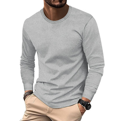 Pull décontracté gaufré à col rond