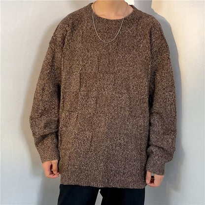 Pull d'hiver épais à motif losanges, ample et décontracté