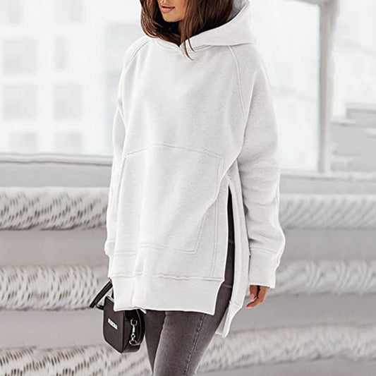 Sweat-shirt polaire capuche col rond, avec poche, ample
