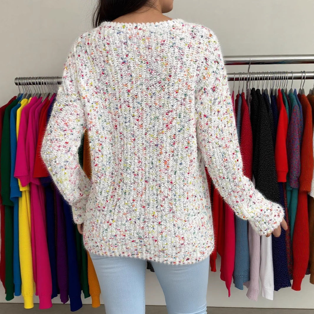 Pull ample et décontracté à col en V