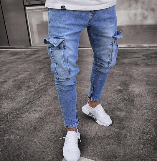 Jean cargo en denim pour homme