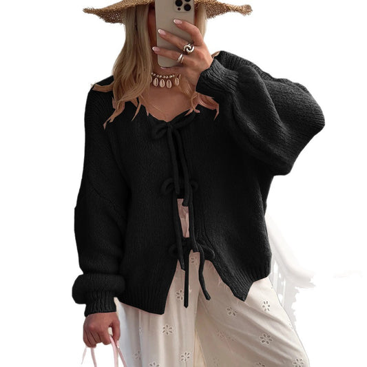 Pull à nouer décontracté, ample