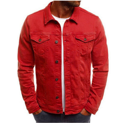 Veste décontractée en jean pour homme, chemise boutonnée