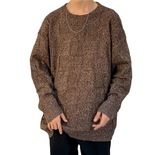 Pull d'hiver épais à motif losanges, ample et décontracté