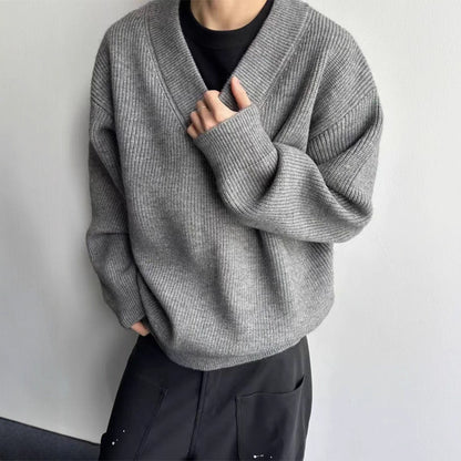 Pull en maille décontractée col V pour homme