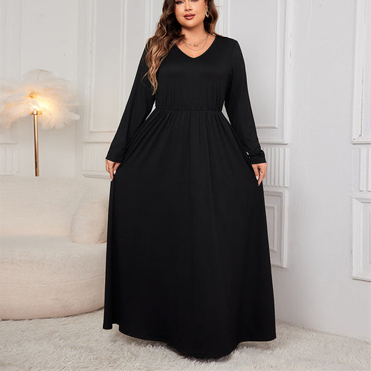 Robe de soirée ample à manches longues détail dentelle au dos