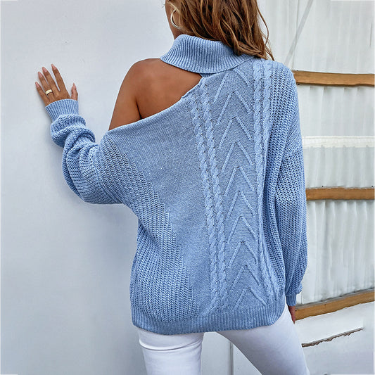 Pull-over en tricot à col polo et épaules tombantes