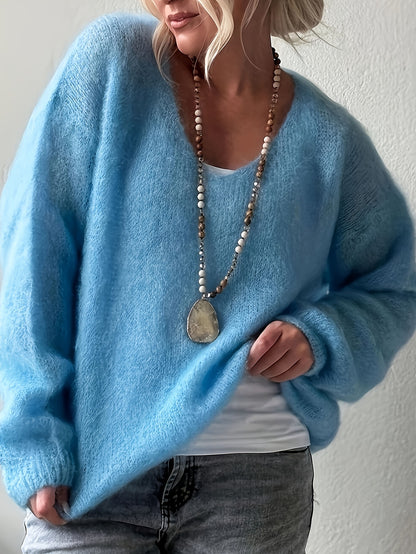Pull ample de couleur unie style décontracté