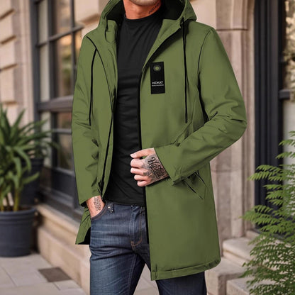 Parka décontractée à capuche mi-longue pour homme, coupe-vent