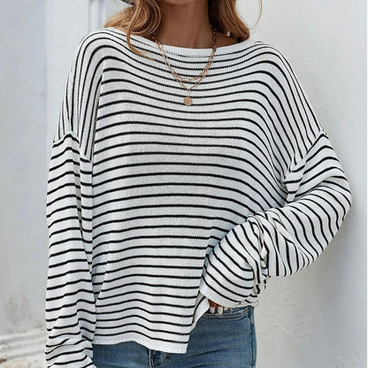 Pull croisés dos nu à manches longues et rayures
