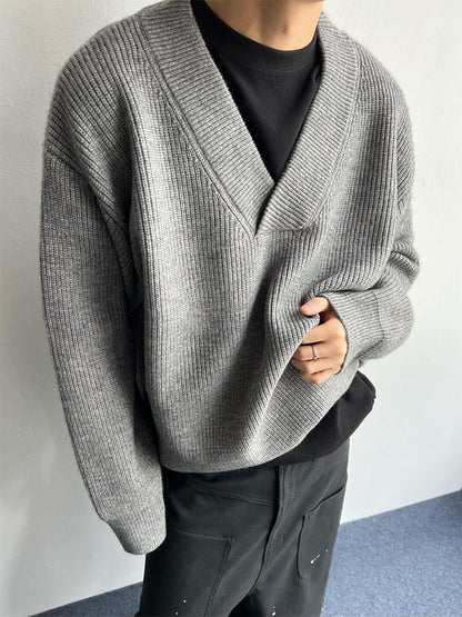 Pull en maille décontractée col V pour homme