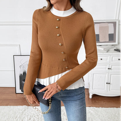 Pull en maille slim à patchwork de couleurs contrastées