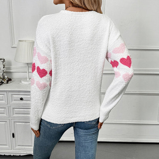 Pull col en V avec motif cœur