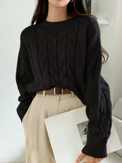 Pull tendance à col rond et couleur unie assorti