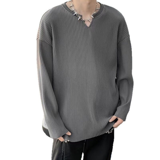 Pull rayé texture drapé couleur unie