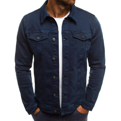 Veste décontractée en jean pour homme, chemise boutonnée