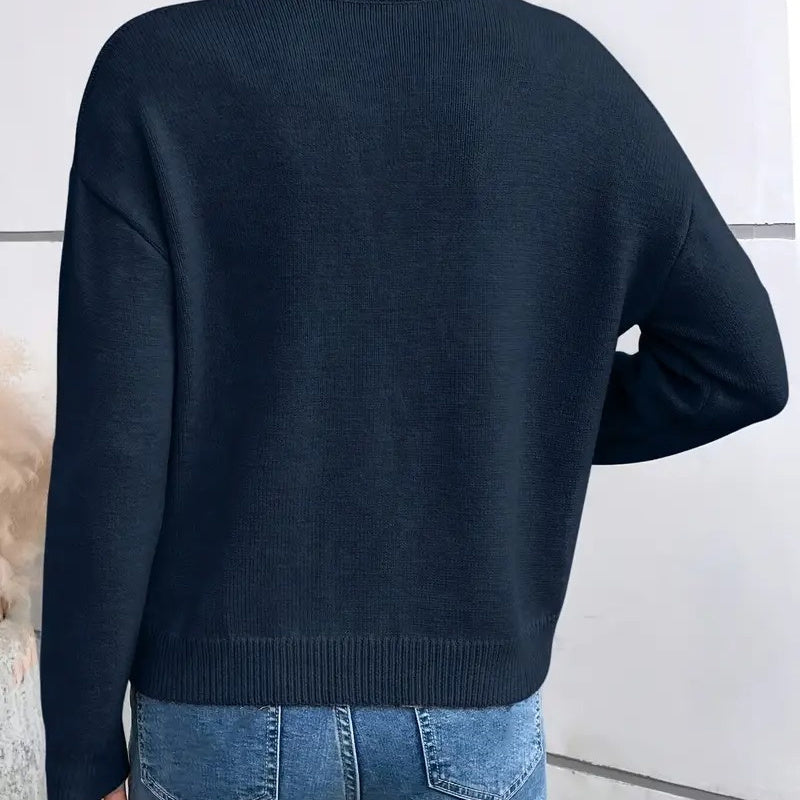 Pull à col en V ample en dentelle unie