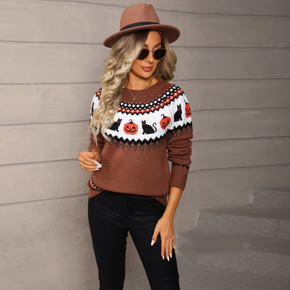 Pull Halloween surdimensionné en tricot