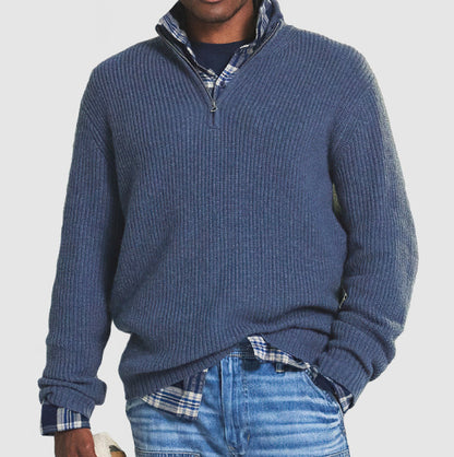 Pull homme décontracté chic à col montant zippé
