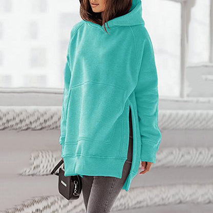 Sweat-shirt polaire capuche col rond, avec poche, ample