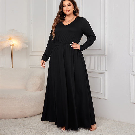Robe de soirée ample à manches longues détail dentelle au dos