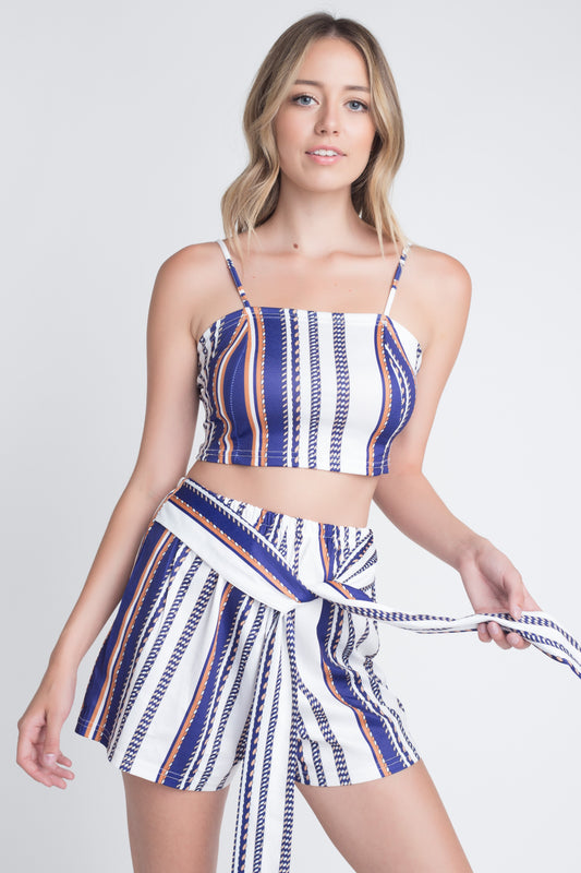 Ensemble 2 pièces à rayures pour femme