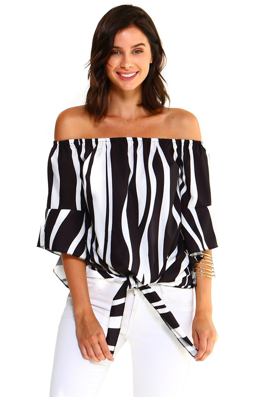 Blouse manche mi longue à épaule dénudé