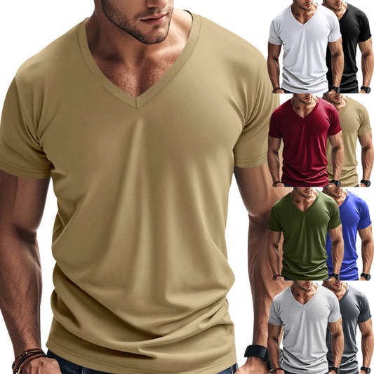 T-shirt ample d'été américain de couleur unie pour homme