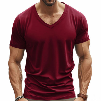 T-shirt ample d'été américain de couleur unie pour homme