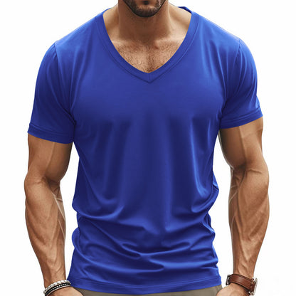 T-shirt ample d'été américain de couleur unie pour homme