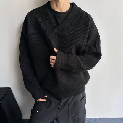 Pull en maille décontractée col V pour homme