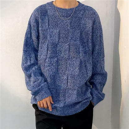 Pull d'hiver épais à motif losanges, ample et décontracté