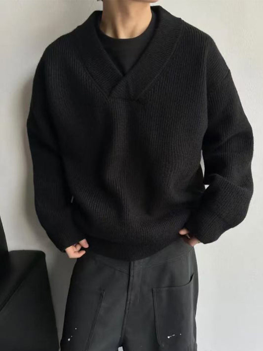 Pull en maille décontractée col V pour homme